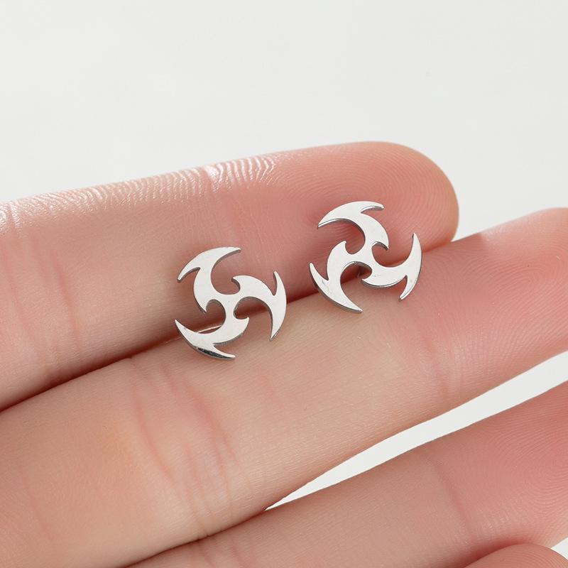 Unisex Stainless Steel Punk Musical Note Earrings with Whirlwind Design