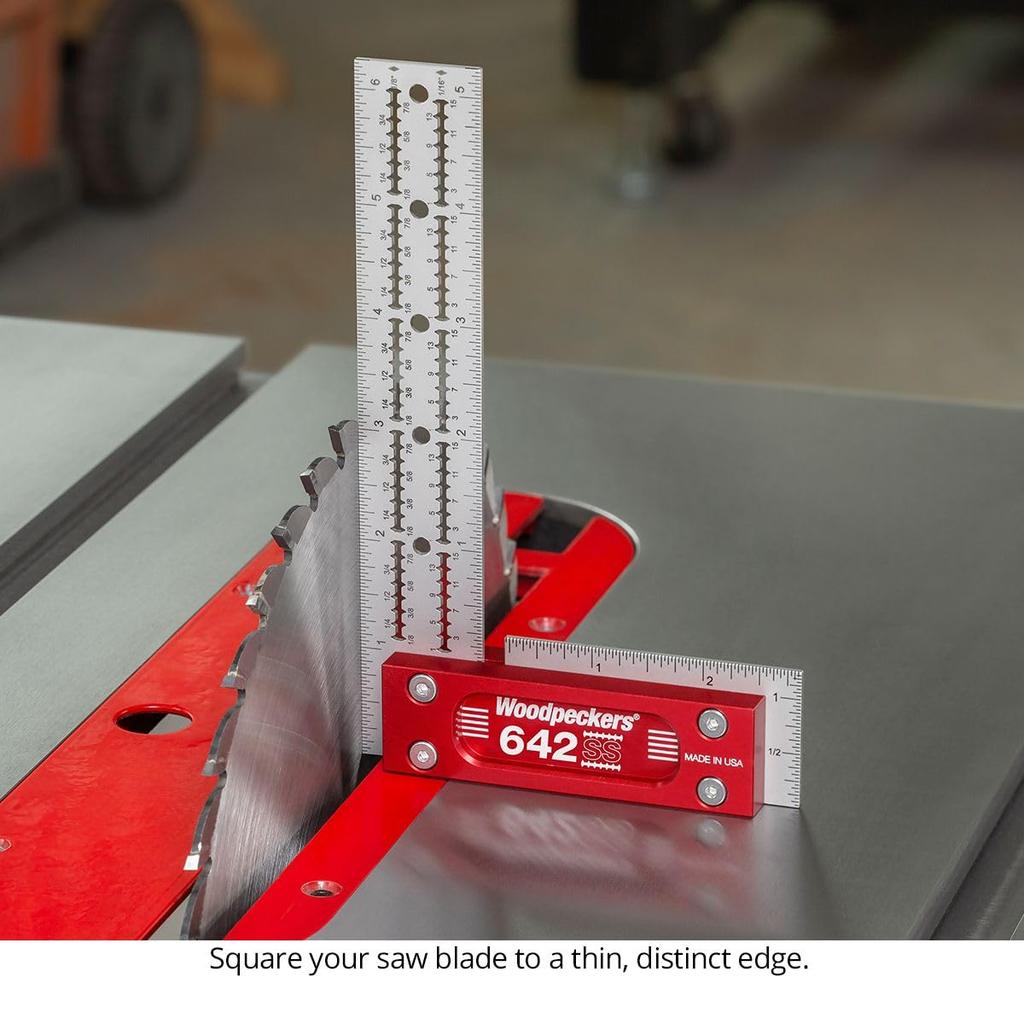 Woodpeckers Precision Woodworking Stainless Made In the Features Pack Metric Shoulder Scribe Square, 150mm, Steel, USA, Square, Self-Standing, Lip,