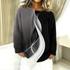 Women's T Shirt Flannel Print Tunic Long Sleeve Party  Round Neck  Tops