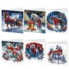 6Pcs DIY Diamond Painting Greeting Card Set Xmas Floral Pattern Diamond Art Handmade Cards Thank You Cards and Holiday Blessings