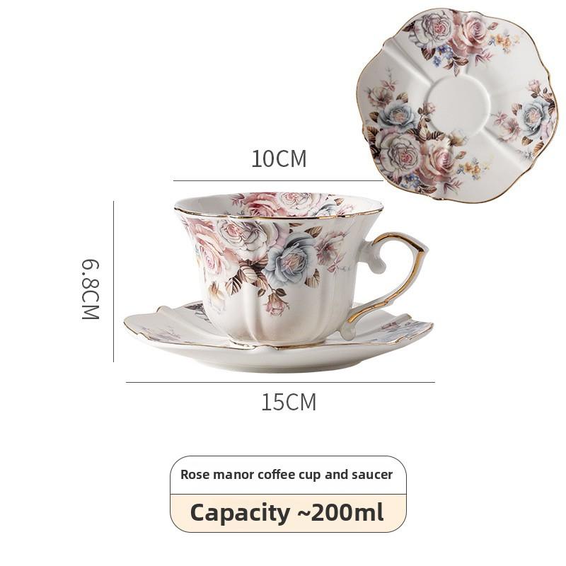 

European-style flower coffee cup saucer Western-style retro gold ceramic mug home senior sense teacup 101-200ml