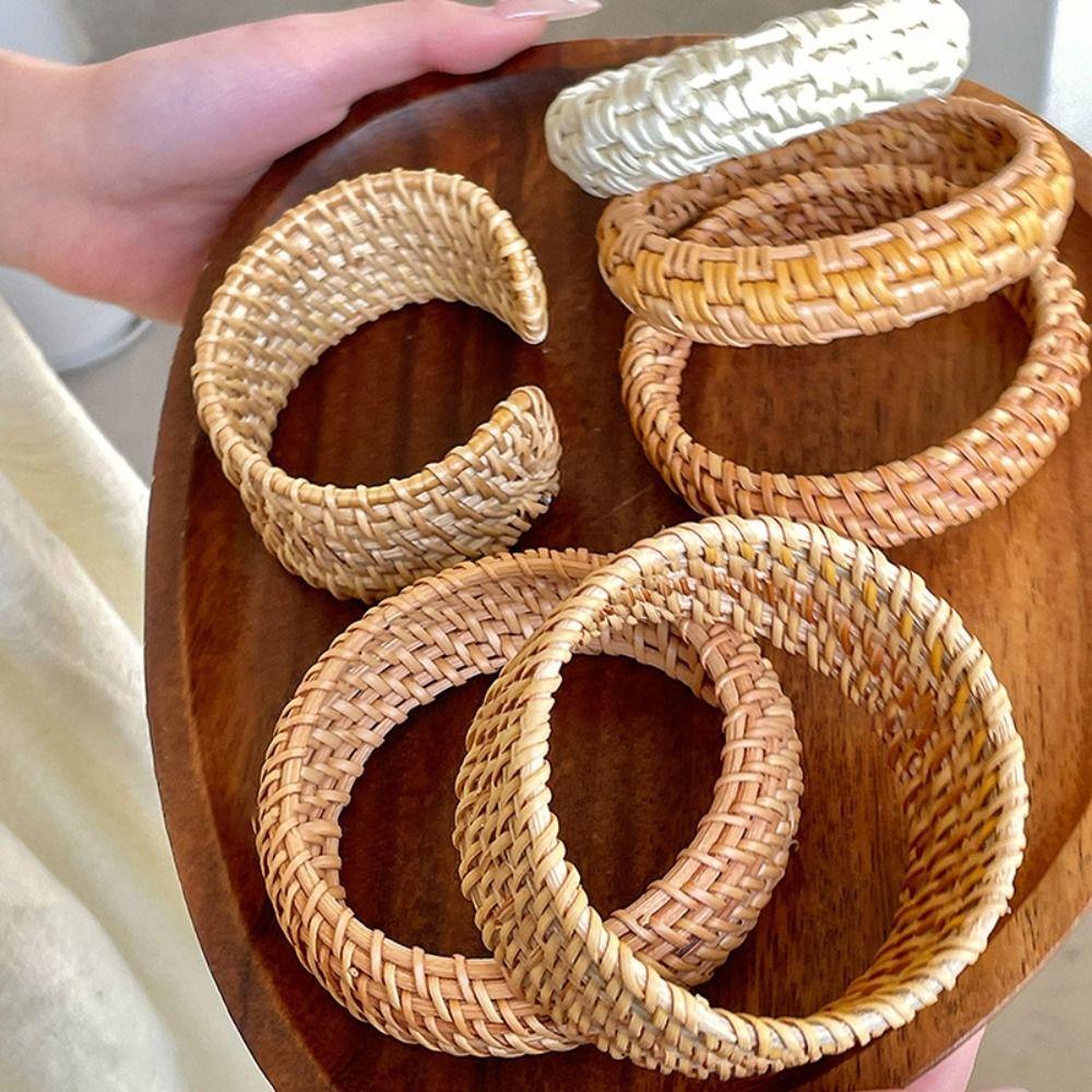 Simple Ethnic Style Bangle Vintage Bohemian Braided Bracelet Rattan Woven Bracelet  Vacation