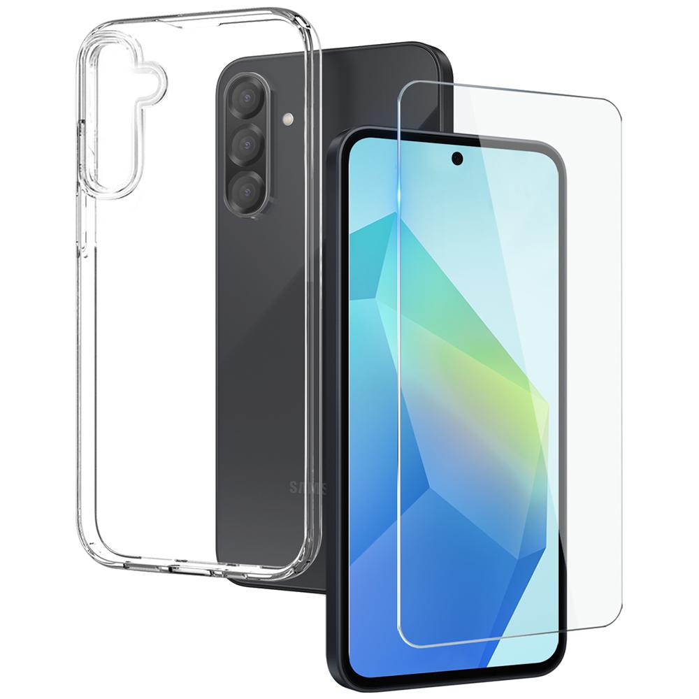 

For Samsung Galaxy A56 5G Clear Case Soft TPU Phone Cover with Tempered Glass Screen Protector Style A
