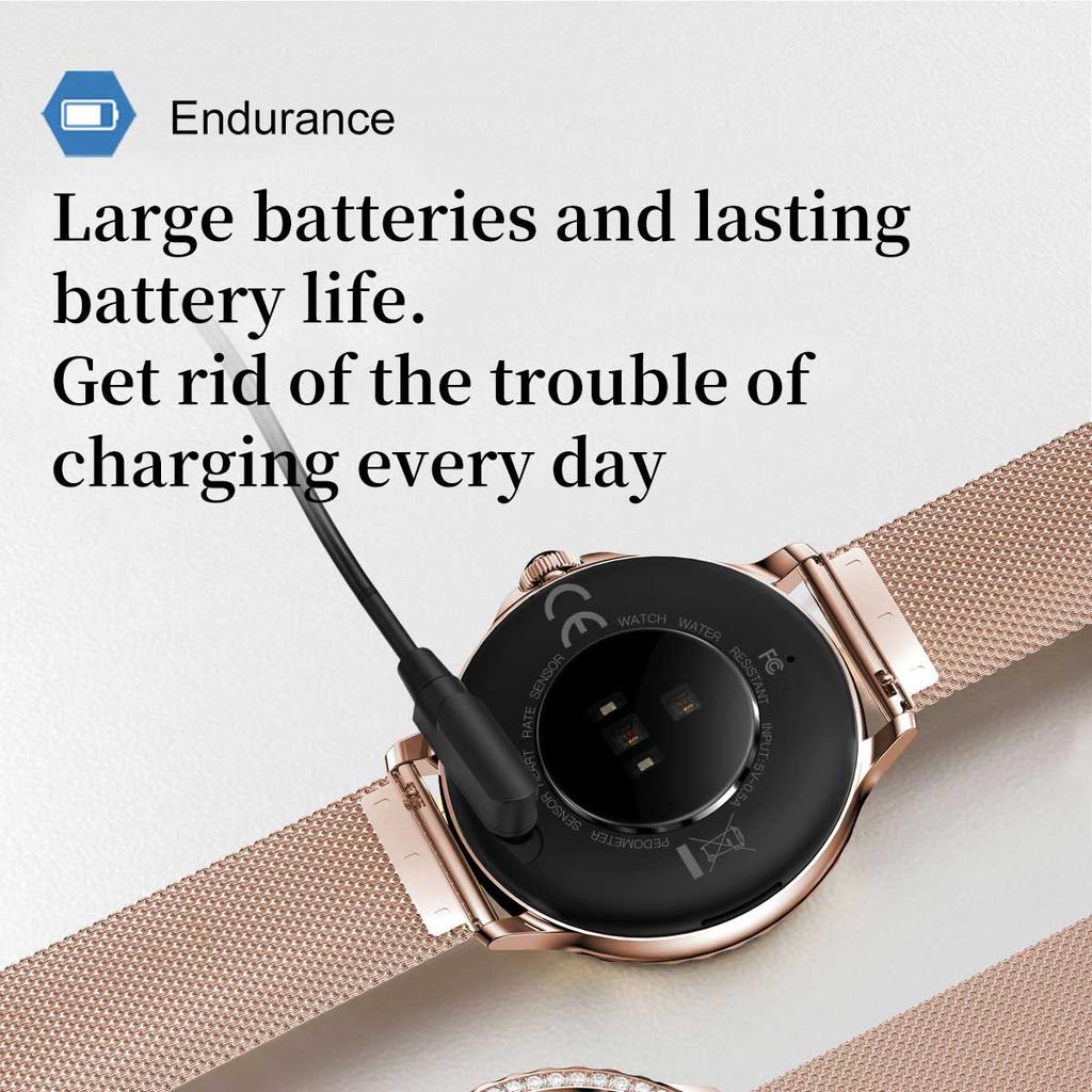 LUCKY START Rose Gold Smart Watch Bluetooth Call Lady 100+ Sports Mode Fitness Health Monitor Women Smartwatch for IOS Android NX19