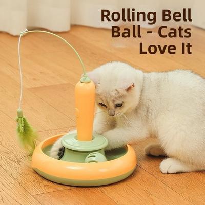 Multifunctional Electric Cat Sturdy Design Self Rotating Teaser Cat Feather Teaser Reusable Self Rotating Interactive Cat