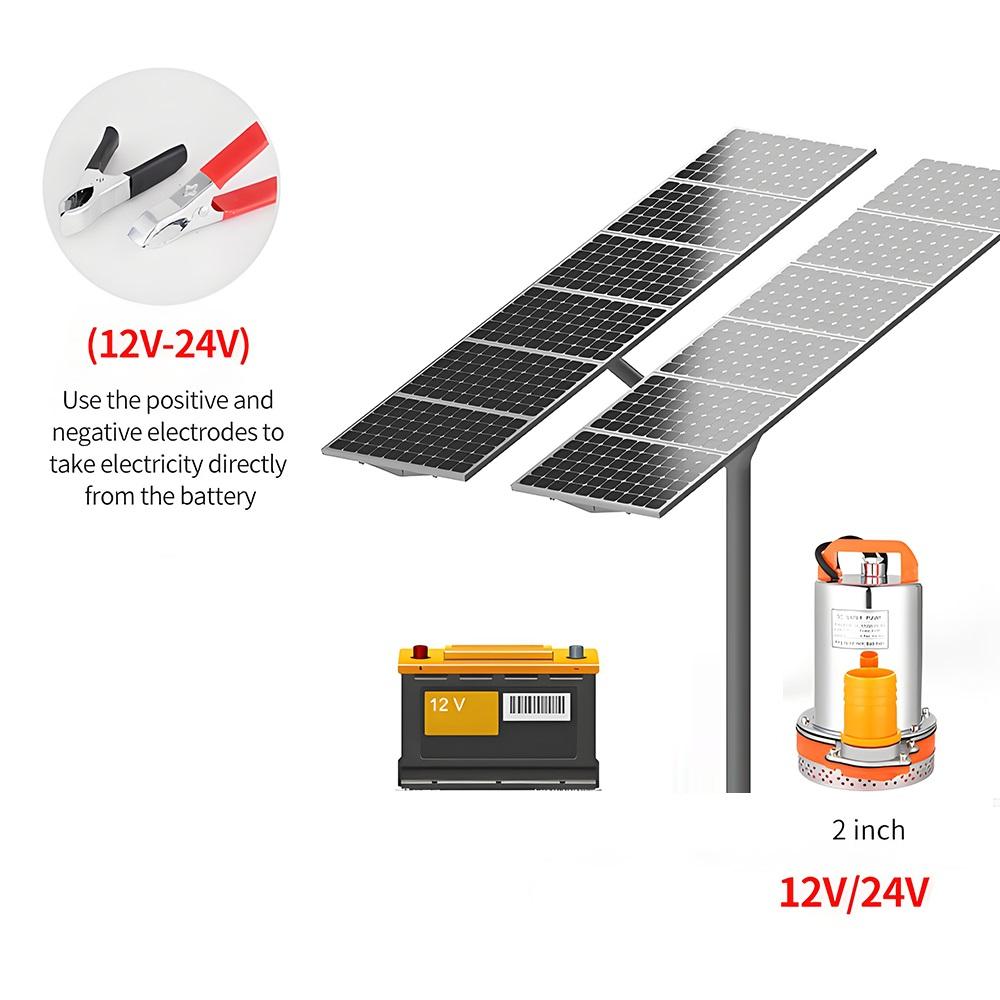 2 Inch DC Submersible Pumps Solar Water Pump 12V/24V High Head High Flow Solar Water Pump Home Vegetable Gardening Water Pump