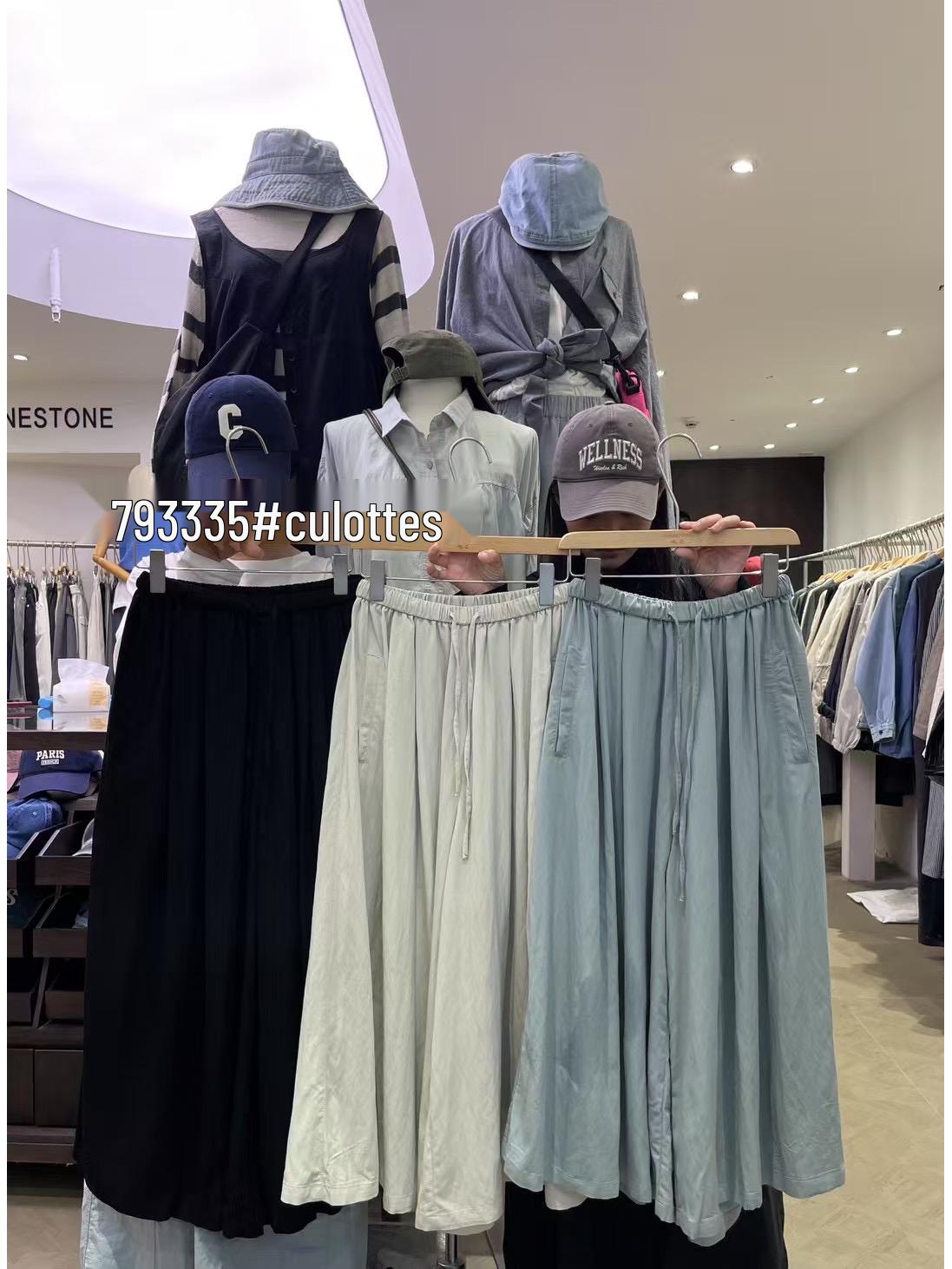 

Летние эластичные брюки-кюлоты с высокой талией и широкими штанинами длиной до щиколотки One Size чёрный