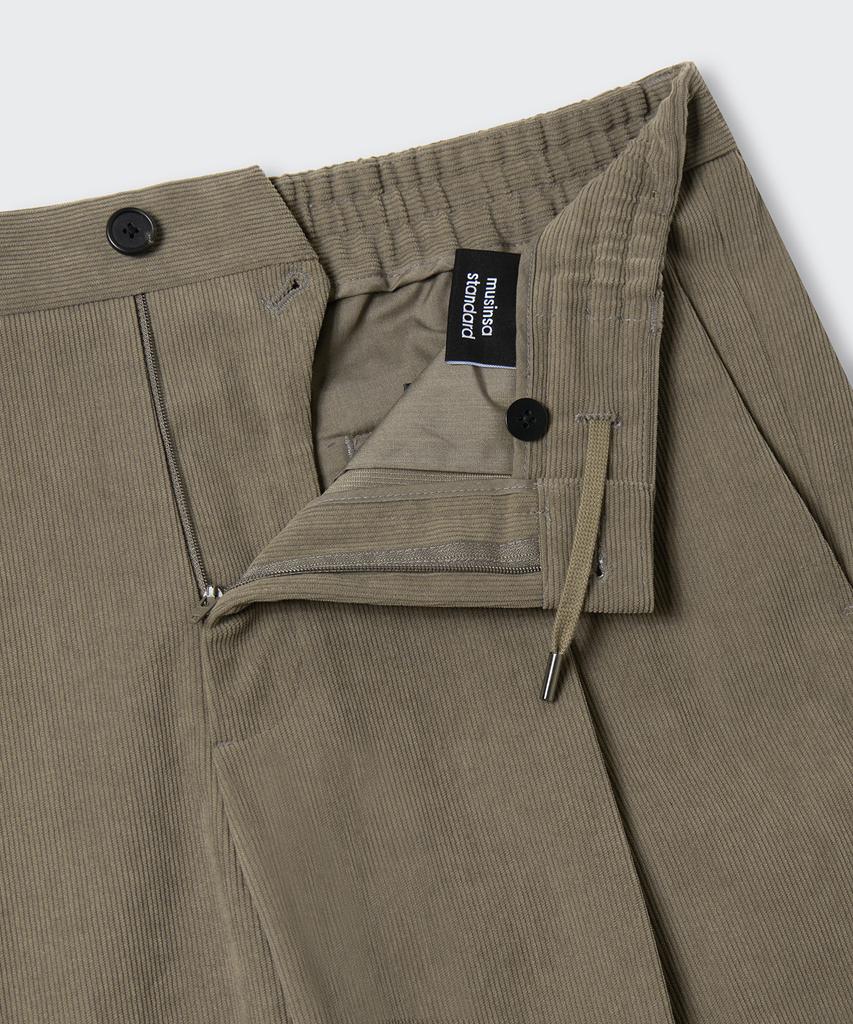Musinsa Standard 14W Corduroy One-Pleat Wide Elastic Pants [Taupe Beige]