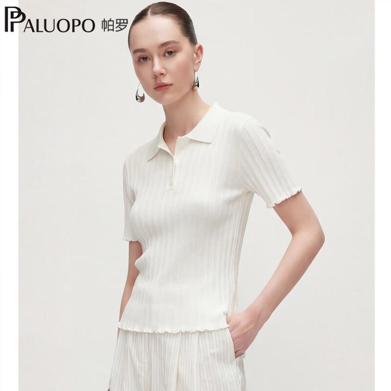 PALUOPO Women s Slim-Fit Knit Polo T-Shirt M