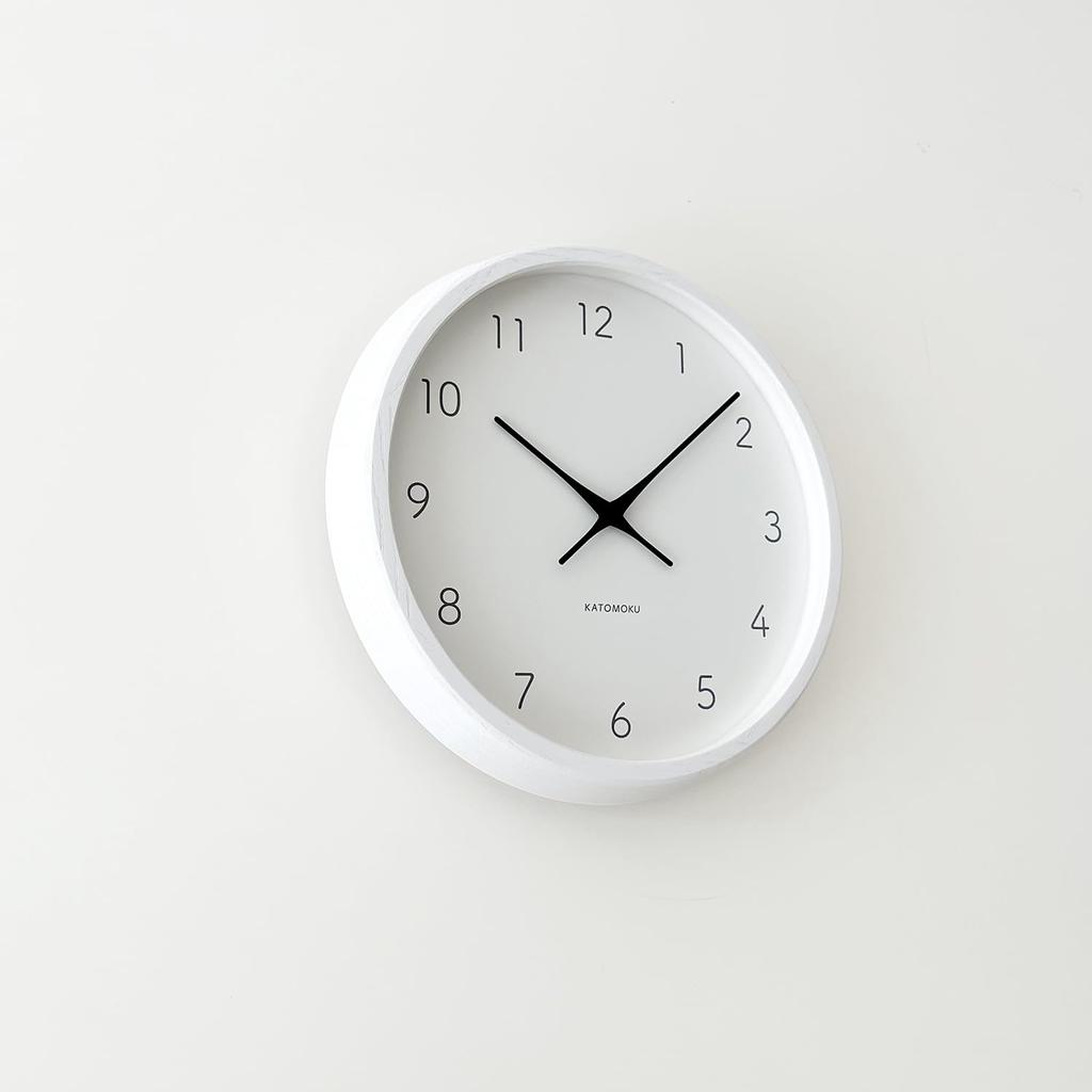 KATOMOKU Muku Clock 7 White Wall Continuous Second Hand Diameter km-60WHRC Clock, Movement, 30.0cm (Radio-Controlled Clock)