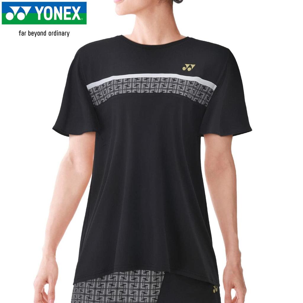 YONEX Short Sleeve Game Black Size M Women's Shirt, (007),