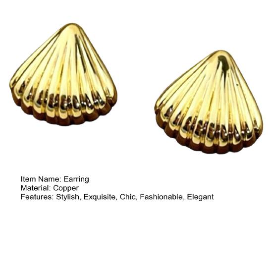 1 Pair Shell Earrings for Women, Chunky Vintage Ribbed Shell Shaped Earrings, Summer Beach Jewelry Gifts