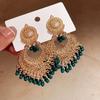 Rhinestone Tassel Water Droplet Earrings Beaded Tassel Exaggerated Tassel Earrings  Party