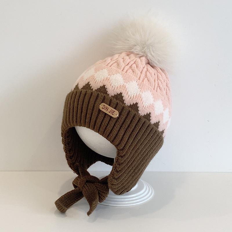 Jacquard tree ear protection hat Winter ear protection hat Middle children's wool hat Windproof knitted children's knitted hat