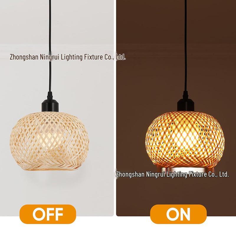 Japanese Wabi-Sabi Rattan Bamboo Ceiling Lamp for Bedroom or Tea Room