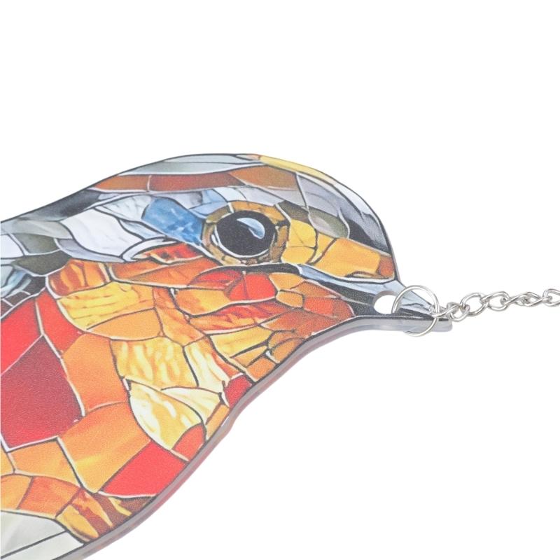 Colorfully Art Acrylic Bird Pendant Window Charm Decorative Chain Hanging Decors For Home Garden Gift For Lover