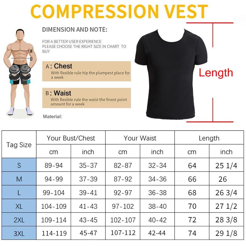 Men Sauna Sweat Vest Heat Trapping Compression Waist Trainer Shirt Gym Sauna Suit Workout Slimming Body Shaper Tummy Control Top