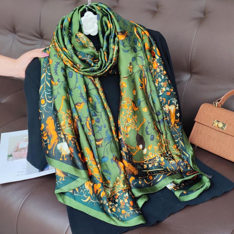 180*90cm muffler fashion Luxury Brand Scarf Women New Style Fashion Color Matching Print Silk Lady Popular Headcloth Beach Shawl