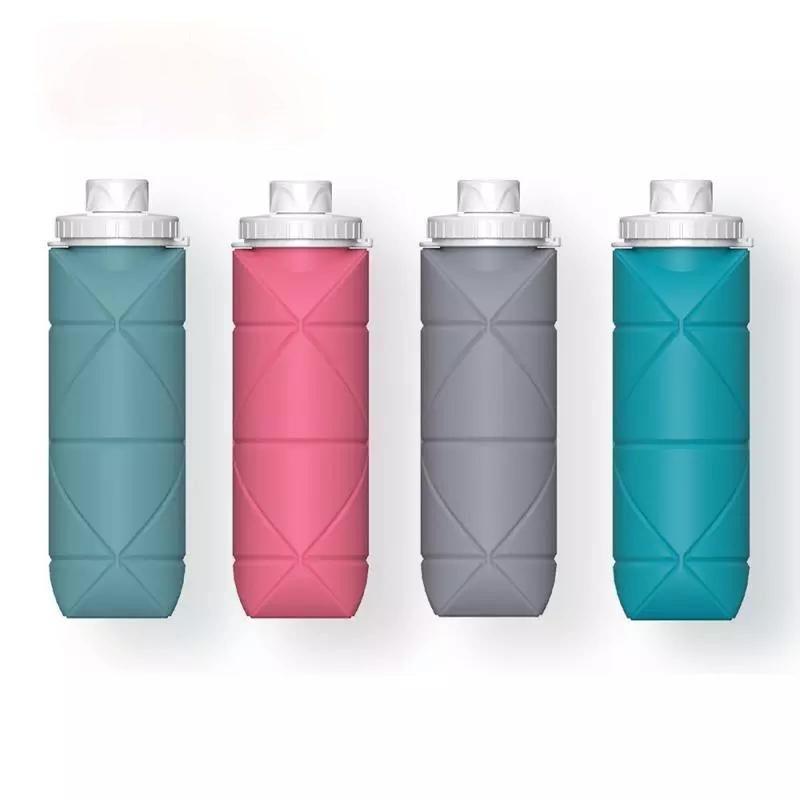1Pc 600ml Foldable Space-saving Portable Reusable Silicone Sport Water Bottle Bag Bicycle Camping Portable Water Bottles