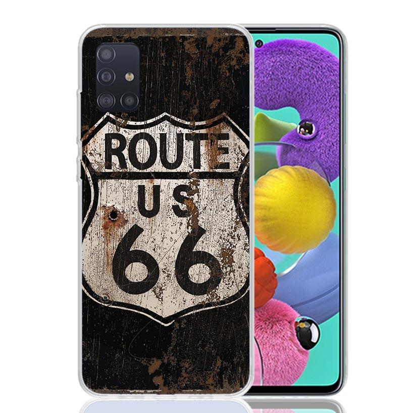 America Route 66 Phone Case For Samsung Galaxy A52 A32 A22 A12 A02S A50S A30S A51 A31 AA71 Note 20 Ultra 10 S10 Plus Galaxy A52