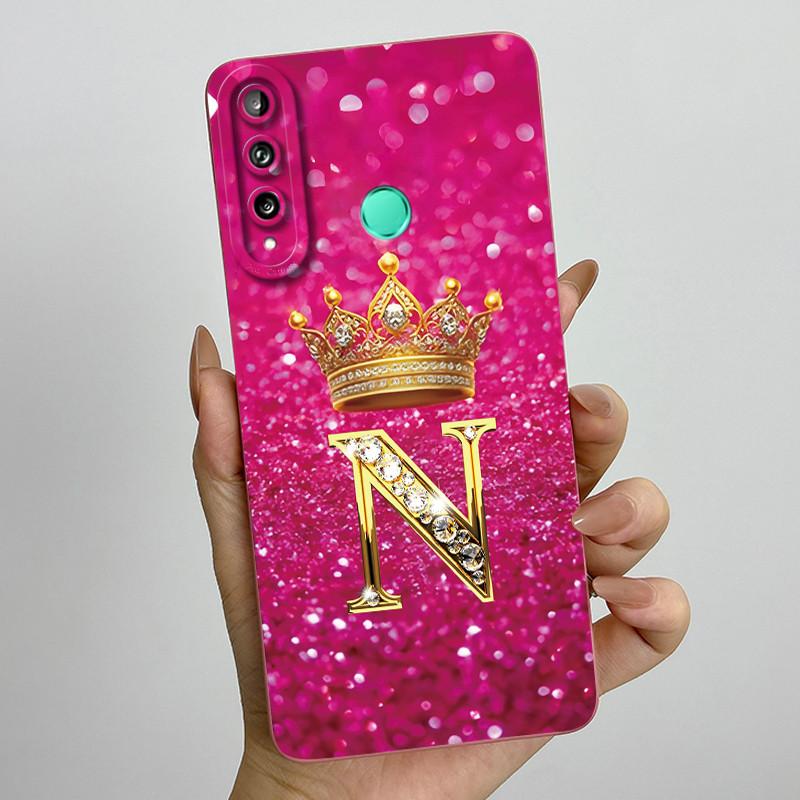 For Huawei Y7p P40 Lite E ART-L28 ART-L29 Fashion Initial Letter Couple Phone Case Y7P 2020 Soft Silicone TPU Protective Casing