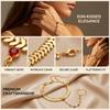 Boho Gold Color Leaf Rainbow Stone Chain Bracelet for Women Vintage Multilayer Finger Ring Hand Bracelet Fashion Jewelry Gift