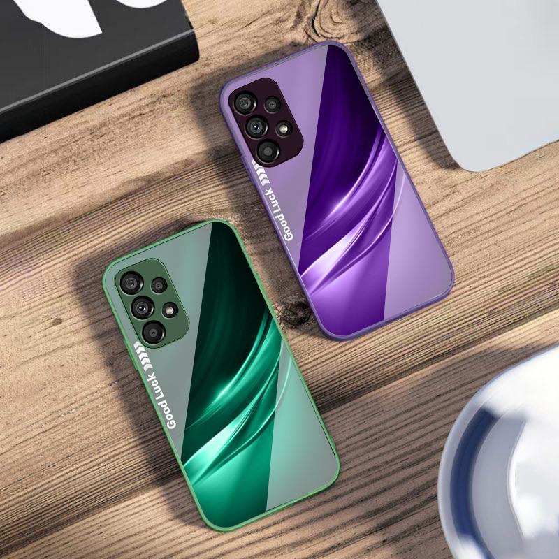 Lucky Gradient Ripple For Samsung Galaxy S10 4G S20 11E 30 S21 22 S24 Fe Pro S23 S25 Ultra 5G S9 Tempered Glass Phone Case