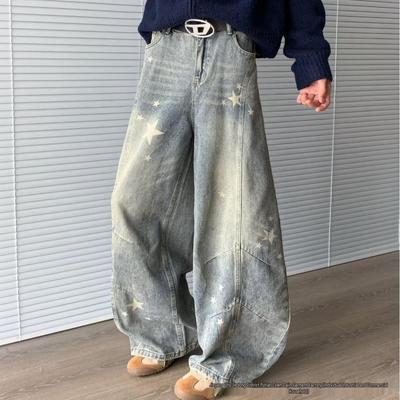 2025 Herbst Retro Stern Print Damen Wide-Leg Jeans