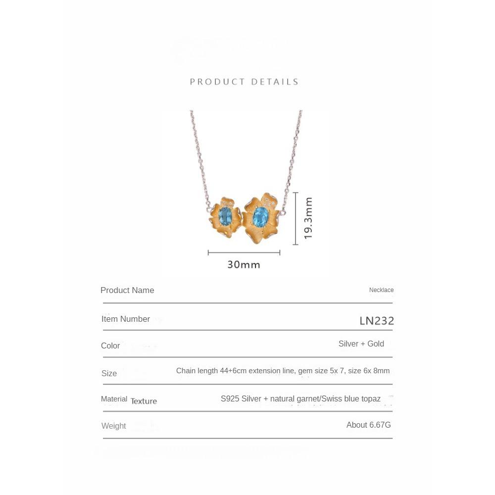 S925 Sterling Silver Necklace with Natural Color Treasures, Designed with Female Flowers, Necklace, Bracelet, Ring, Earrings