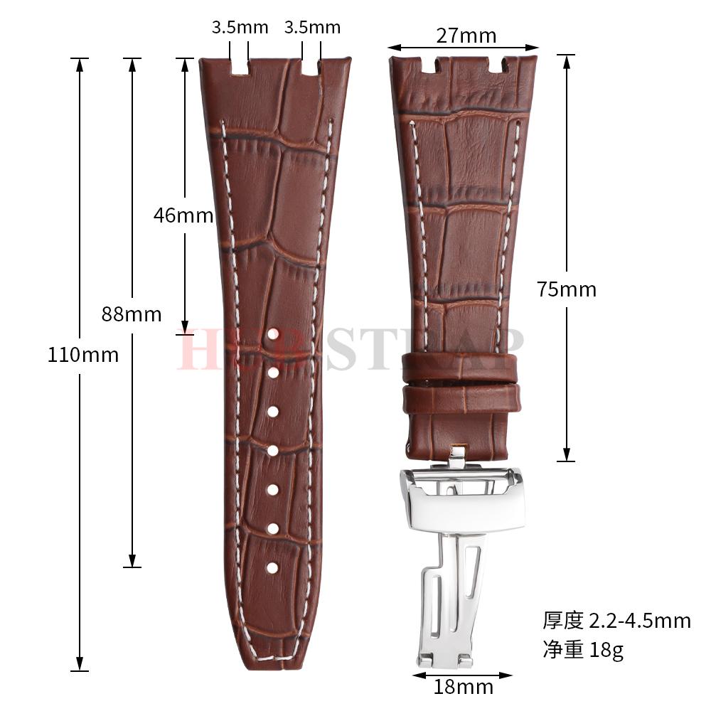 Top Layer Genuine Cowhide Watch Strap for AP Audemars 15400 15703 26320 Royal Oak Offshore Series Men27mm Black Brown Watch Band
