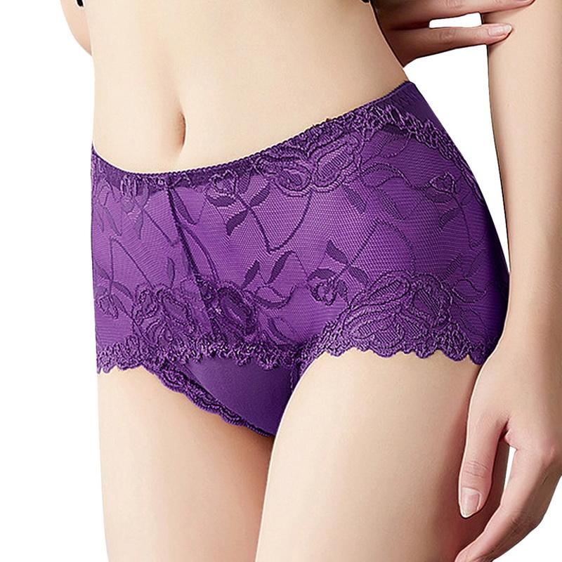 

Женские трусики со средней талией, кружевные трусики, женские сексуальные прозрачные трусы на бедрах большого размера 2XL фиолетовый