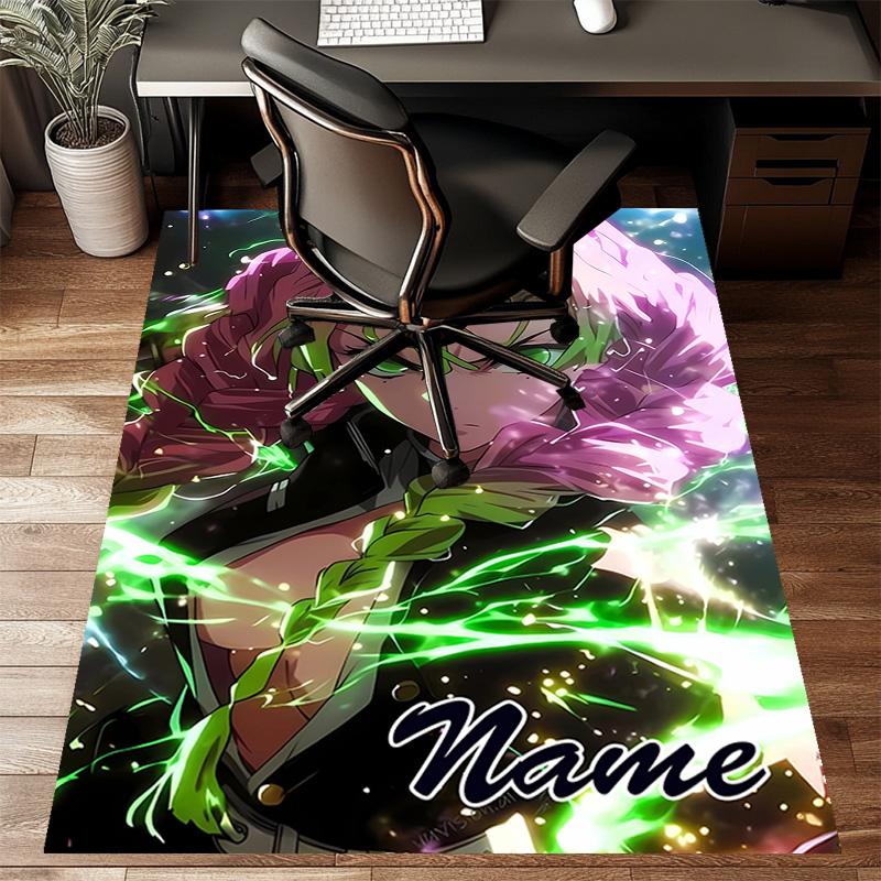 Custom Demon Slayer Mat Personalized Name, Polyester Washable Indoor Entryway Rug, Gift for Christmas, Easter, Thanksgiving Day