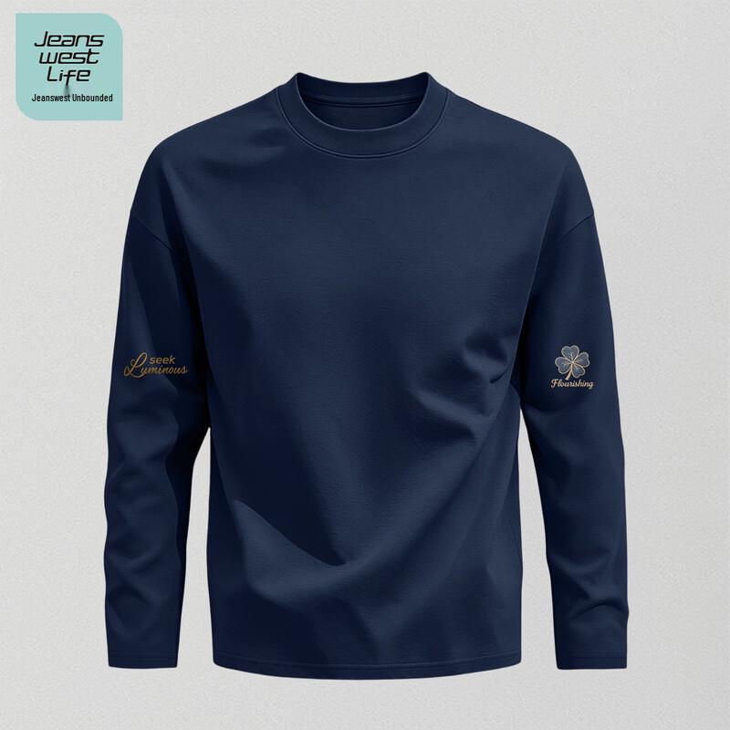 Jeanswest Life Men's Loose Fit Cotton Crewneck Long-Sleeve Tee