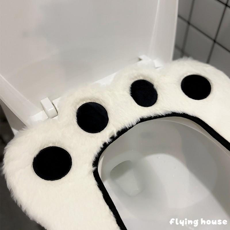 Plush Bear Paw Toilet Seat Cover Adhesive Cushion Home Bathroom Use Soft Comfortable