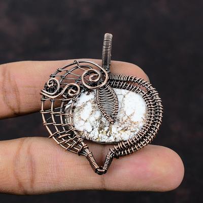 Pendentif Magnésite Cheval Sauvage Pendentif Enveloppé de Fil de Cuivre Pendentif Pierre Gemme Impressionnant Bijoux Enveloppés de Fil Cadeau Pour Elle Bijoux en Cuivre Faits Main