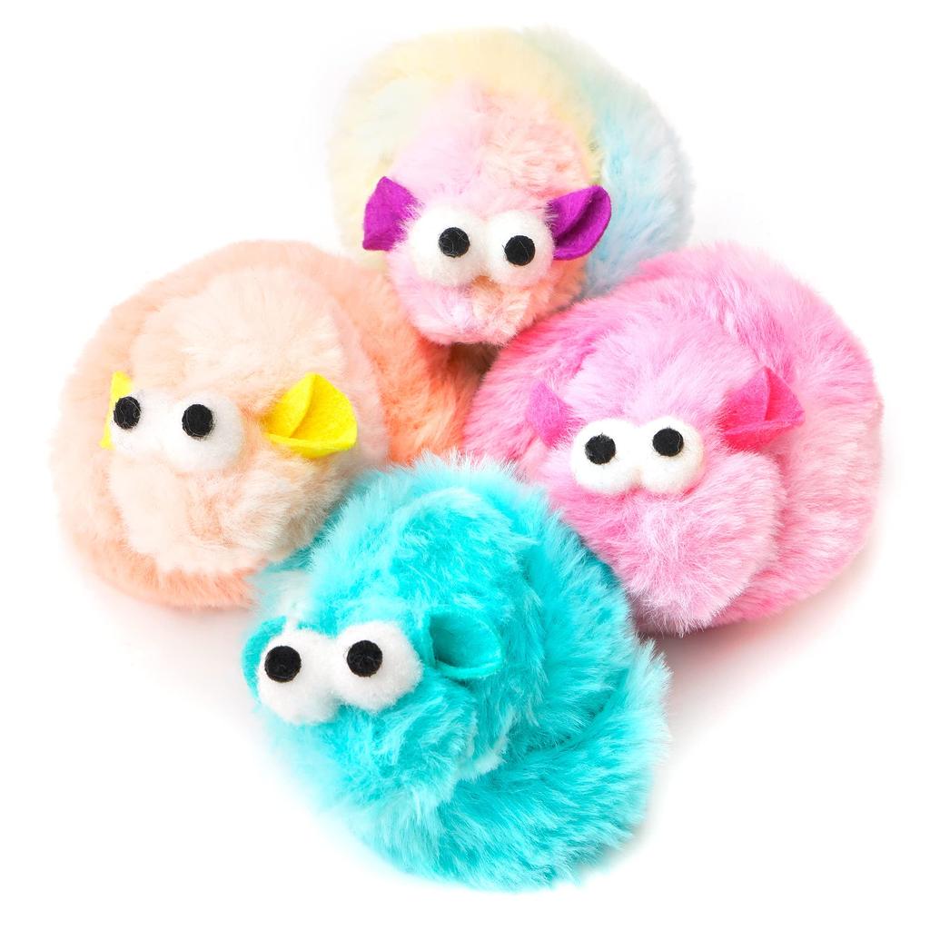 Chiwava 4-Piece 38cm Long Soft Plush Toy with Cat Bell, Rattle Sound, Small Mouse Activity Interactive Toy and Mouse