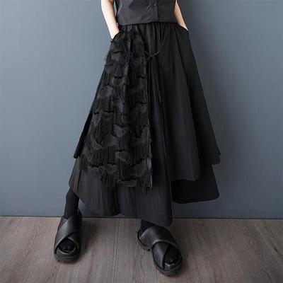 Black Mesh Plus Size High Waist Vintage Spring Summer Casual Loose Long for Woman Skirts Womens Skirt