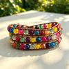 Natürlicher Stein Handgewebtes Armband Damen Bohemian Mehrschichtiges Wickel-Handseil Tigerauge Stein Armband.