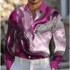 Men's Marble Printed Long Sleeve Shirts Casual Cardigan New Button Holiday Fashion Shirts