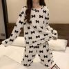 Women's Coral Fleece Winter Pajama Set - Bow Print, Plus Size, Velvet Thick, Casual Lazy Home Wear