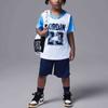 Jordan Casual Sports Suit 23 Soft Letter Crew Neck Short Sleeve T-Shirt Comfortable Versatile Breathable Shorts Kids Suit Deep-Navy II2550-410
