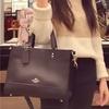 Coach Dempsey 29 Solid Pebble Grain Minimalist Leather Tote Bag Women Tote Black CO976-IMBLK
