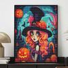 Halloween 5D DIY Diamond Art Painting Kit Witch Pumpkin Home Wall Decor Handmade Gift Beautiful Aesthetic Artworks Craft Supplies 1234