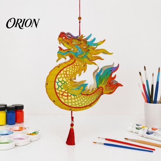 Portable Lantern Toy Chinese Dragon Fish Kit, DIY Coloring Crafts for Mid-Autumn Holiday Decoration Festival, Handmade Handheld Wooden Assembly