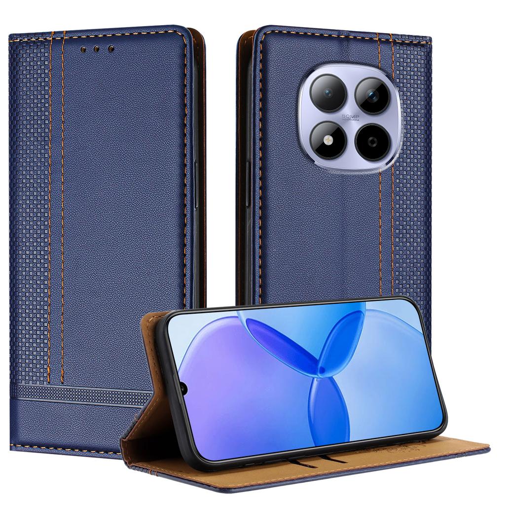 Pro Xiaomi Redmi Note 15 Pro 5G (Globální) Pouzdro ve tvaru L s mřížkovaným vzorem, kožené, s podpěrou a přihrádkami na karty