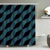 Modern Lines Shower Curtain Blue Black Geometric Pattern Waterproof Fabric For Bathroom Decor (59X72 Inches)