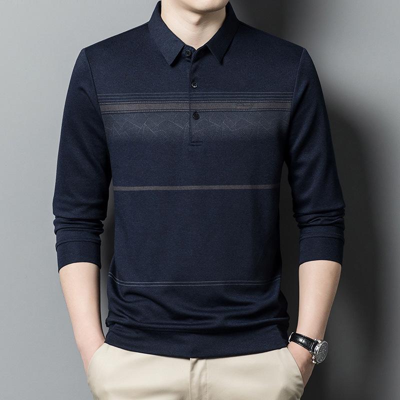 

Футболка с длинным рукавом Мужская рубашка поло Тонкий однотонный верх Весна и осень Нижняя рубашка Новая футболка Мужская футболка XXXXL