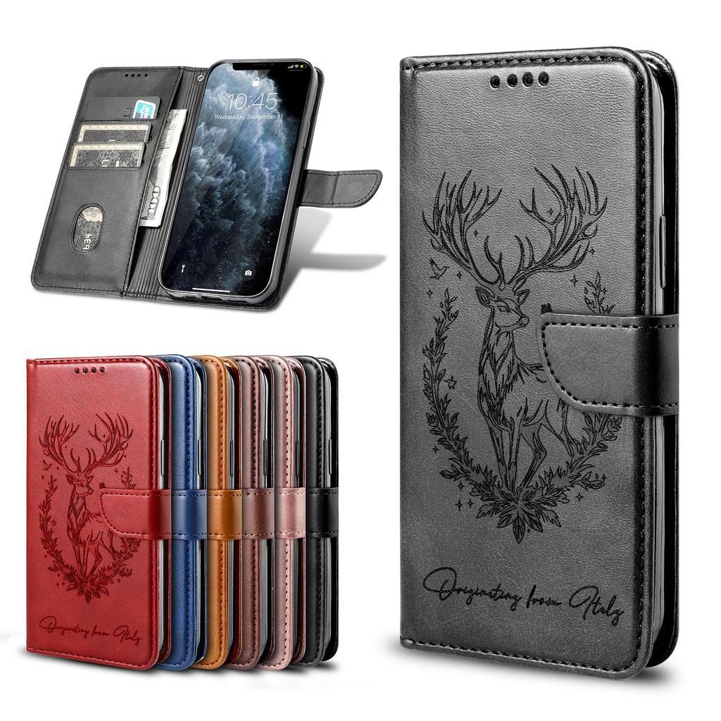 Emboss 3D Animal Leather Phone Wallet Case Book Stand For iPhone 17 16 Pro Max Samsung Xiaomi Redmi Note 14 Honor Oppo Magnetic Card Holder Flip Cover