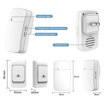 Outdoor Wireless Doorbell EU US Plug 23A 12V Battery Waterproof Smart Home Wall Penetrating Signal Kinetic Ring Chime Doorbell