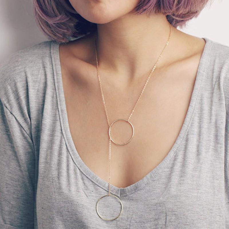 

Stylish Oversized Metal Circle Lasso Necklace for Women золотой